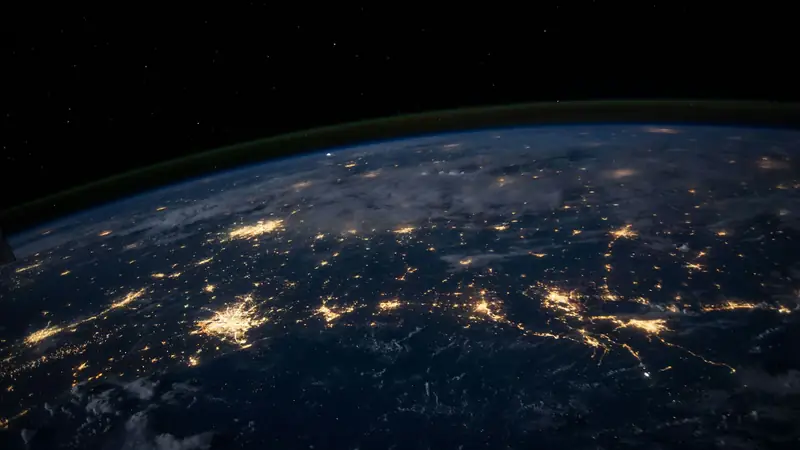 City lights across the Earth seen from orbit